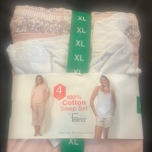 Felina White and Pink Pajama Set Cotton Comfort